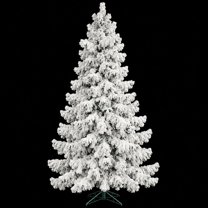 12'Hx94"W Heavy Flocked Blizzard Artificial Christmas Tree, Unlit -White/Green - C171920