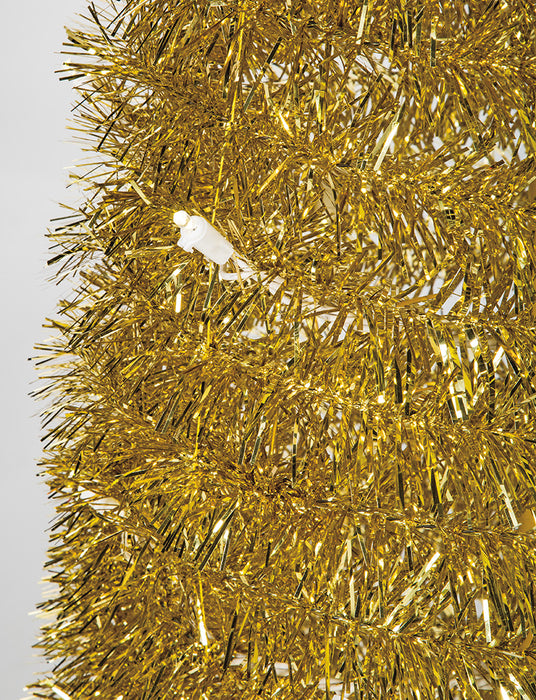 7'Hx17"W Tinsel Pop Up Artificial Christmas Tree, LED Pre-Lit -Gold - C180288