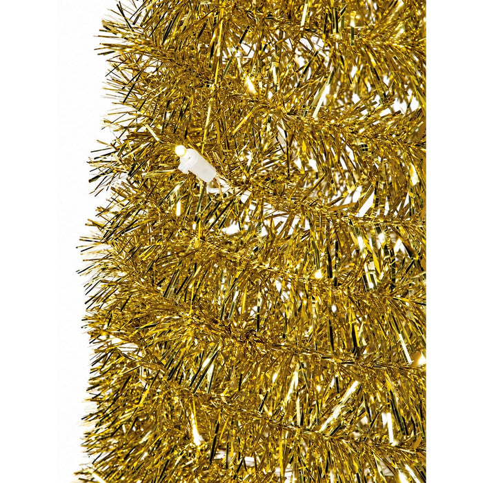 7'Hx17"W Tinsel Pop Up Artificial Christmas Tree, LED Pre-Lit -Gold - C180288