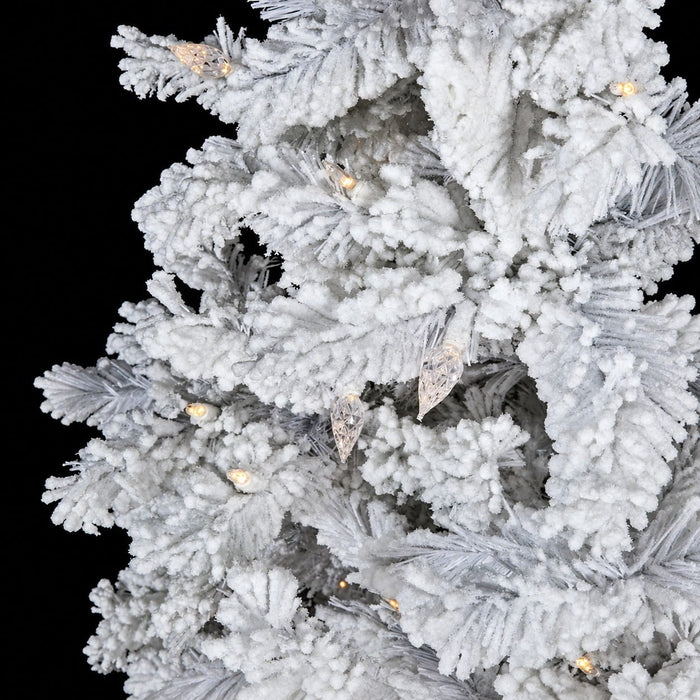 9'Hx60"W Flocked Arctic Pine Artificial Christmas Tree, C7 & LED Pre-Lit (Multi-Mode) -White - C180419