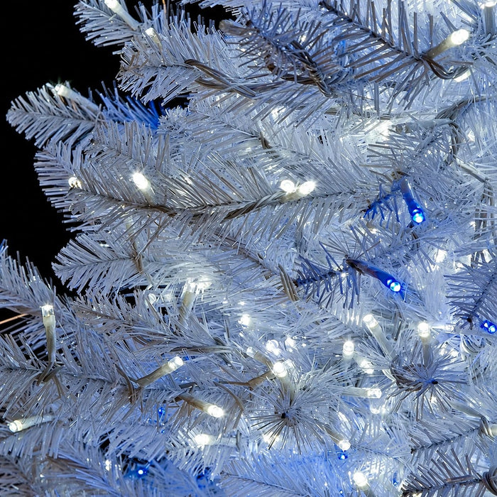 5'Hx35"W Park Avenue Slim Artificial Christmas Tree, LED Pre-Lit (White+Blue, Multi-Mode) -White - C180608