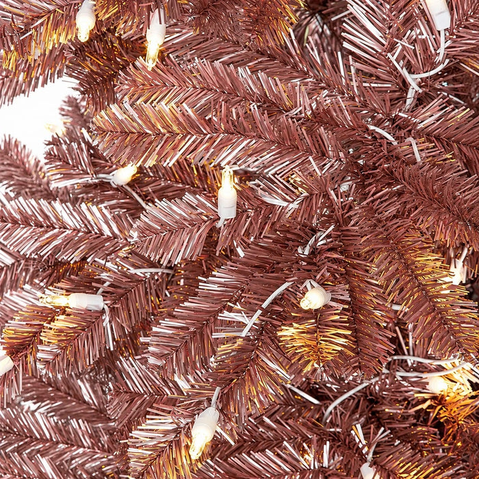 7'Hx43"W Tinsel Matte Blush Artificial Christmas Tree, LED Pre-Lit -Blush - C180734