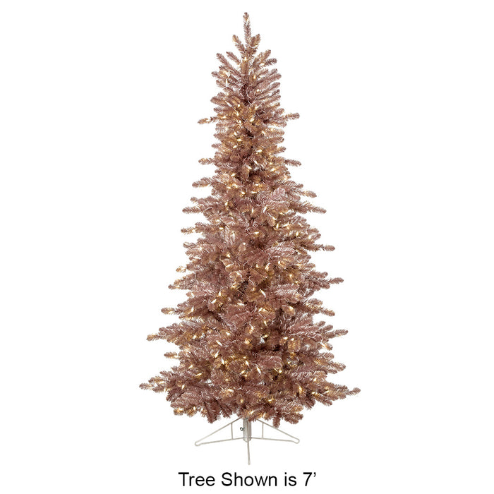 9'Hx50"W Matte Blush Tinsel LED-Lighted Artificial Christmas Tree w/Stand -Blush - C180744