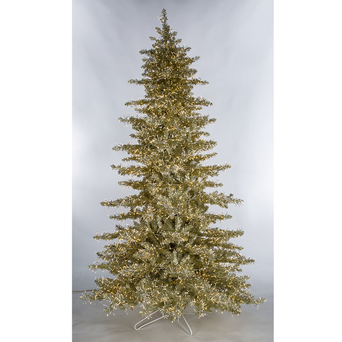 9'Hx61"W Sparkling Champagne Tinsel Crab LED-Lighted Artificial Christmas Tree w/Stand -Champagne - C180824