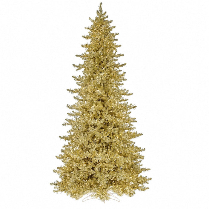 15'Hx80"W Tinsel Sparkling Champagne Artificial Christmas Tree, Micro LED Pre-Lit -Champagne - C183304