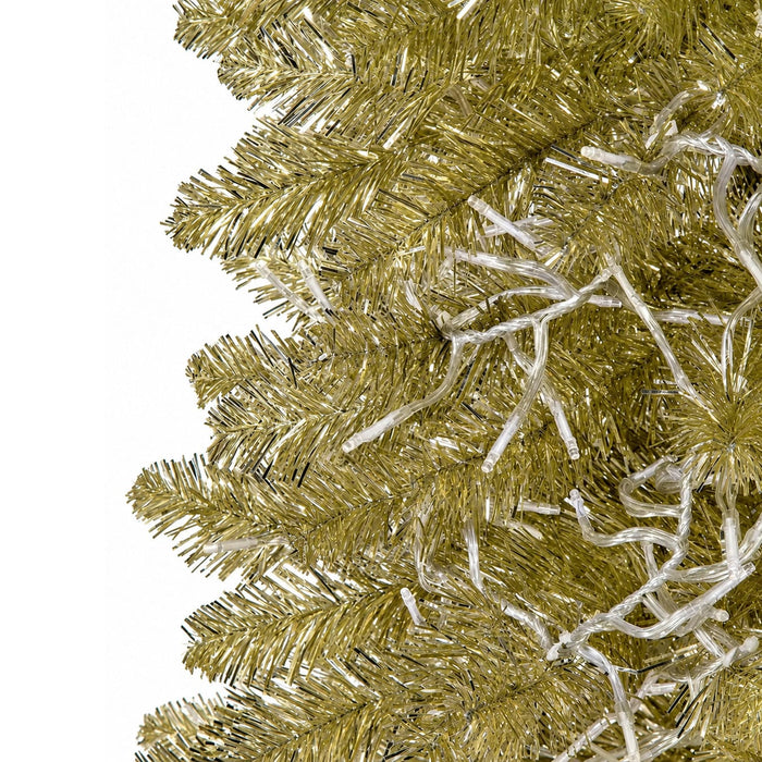 9'Hx26"W Tinsel Sparkling Champagne Pencil Artificial Christmas Tree, Micro LED Pre-Lit -Champagne - C180854