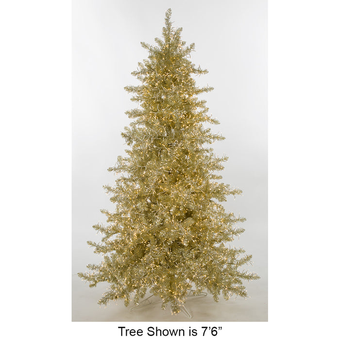 5'Hx43"W Sparkling Champagne Tinsel Crab LED-Lighted Artificial Christmas Tree w/Stand -Champagne - C180934