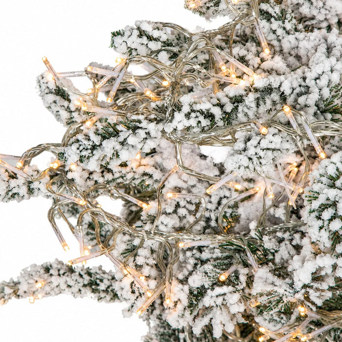 9'Hx61"W Flocked Polaris Artificial Christmas Tree, Micro LED Pre-Lit (Warm White, Multi-Mode) -White - C181014