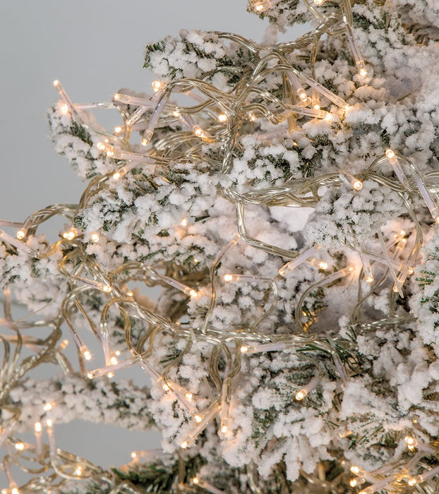 12'Hx79"W Flocked Polaris Artificial Christmas Tree, Micro LED Pre-Lit (Warm White, Multi-Mode) -White - C181024