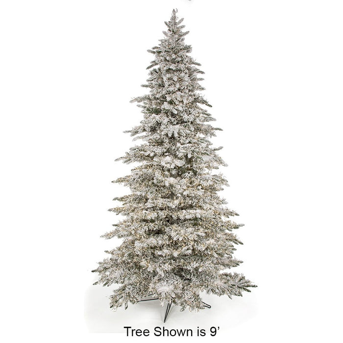 12'Hx79"W Flocked Polaris Artificial Christmas Tree, Micro LED Pre-Lit (Warm White, Multi-Mode) -White - C181024