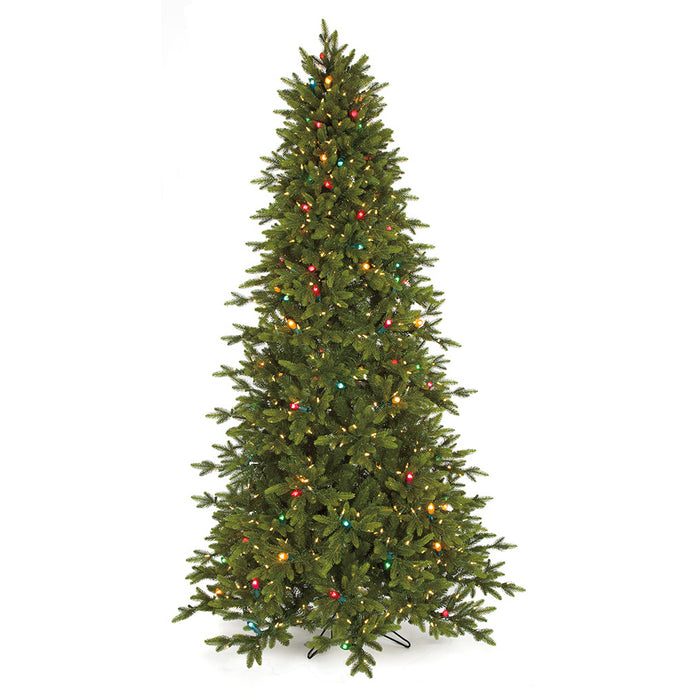 7'6"Hx55"W PE Pippa Pine Twinkle LED & C7 Multi Color Lighted Artificial Christmas Tree w/Stand -Green - C181119