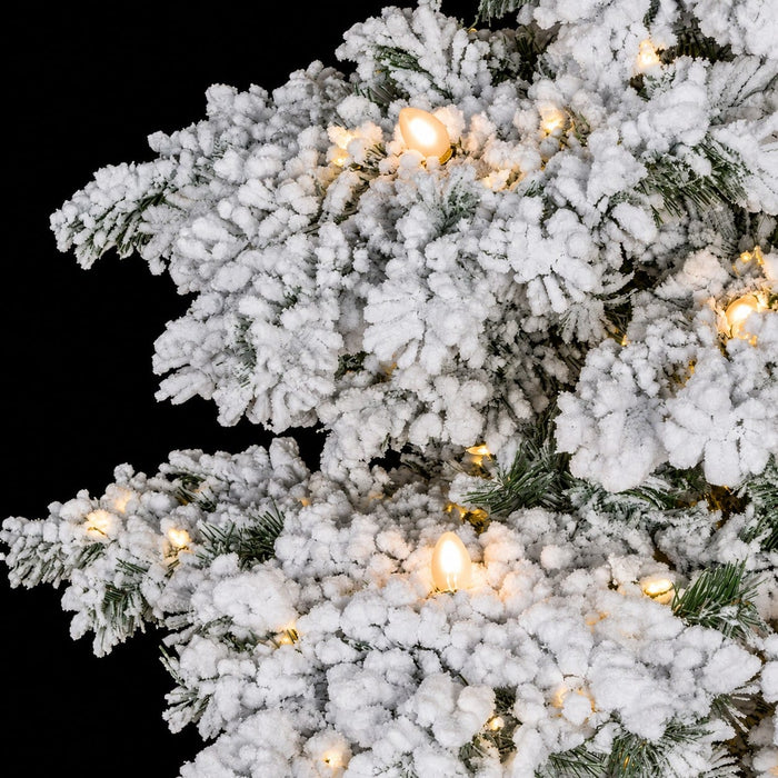 9'Hx60"W Heavy Flocked Blizzard Artificial Christmas Tree, C7 & LED Pre-Lit -White - C181184