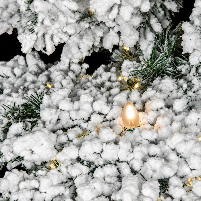 9'Hx60"W Heavy Flocked Blizzard Artificial Christmas Tree, C7 & LED Pre-Lit -White - C181184