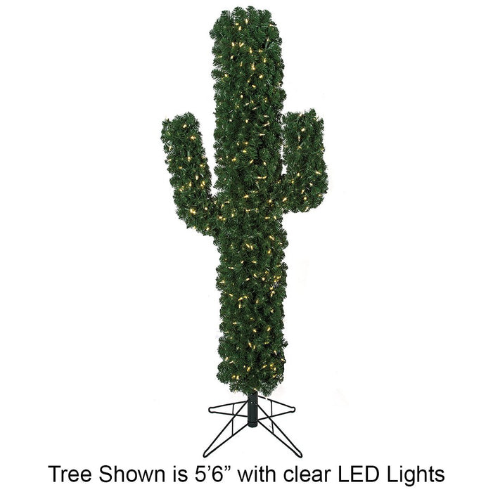 5'6" Cactus Multi Color LED-Lighted Artificial Christmas Tree w/Stand -Green - C183009