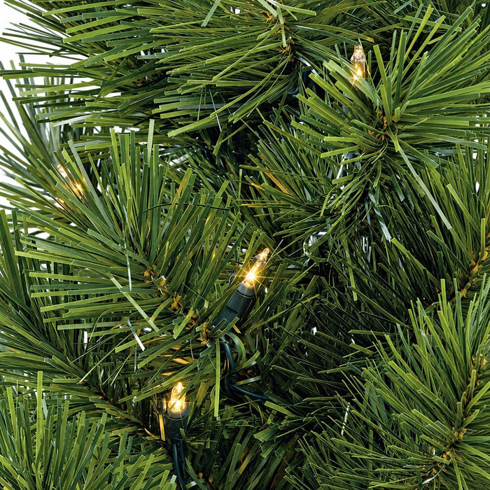 9'Hx42"W Pencil Pine Artificial Christmas Tree, Pre-Lit -Green - C60131