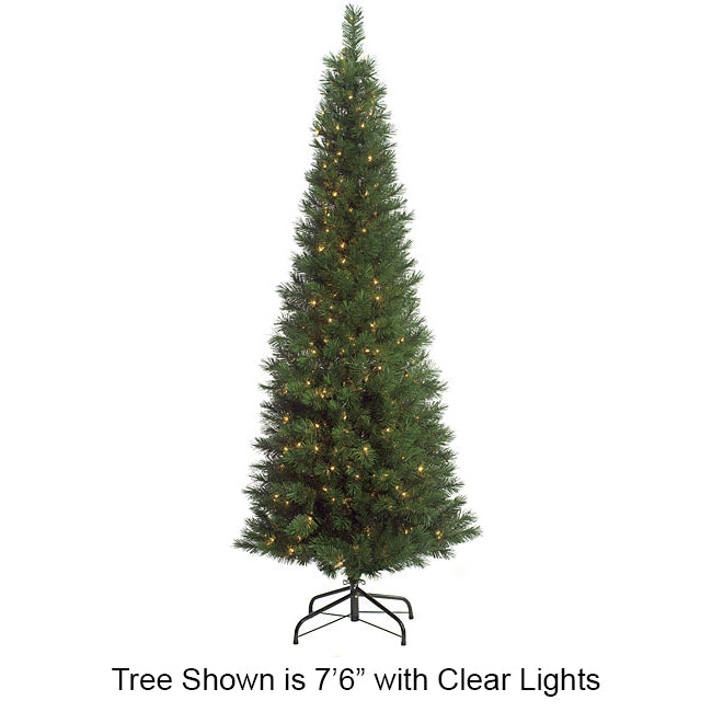 7'6"Hx32"W Pencil Pine Lighted Artificial Christmas Tree w/Stand -Green - C60121