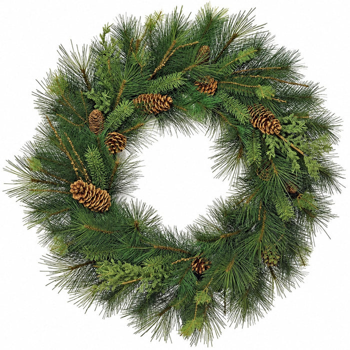 36" Artificial Mixed Austrian Sugar Pine, Juniper & Pinecone Wreath -Green - C60730