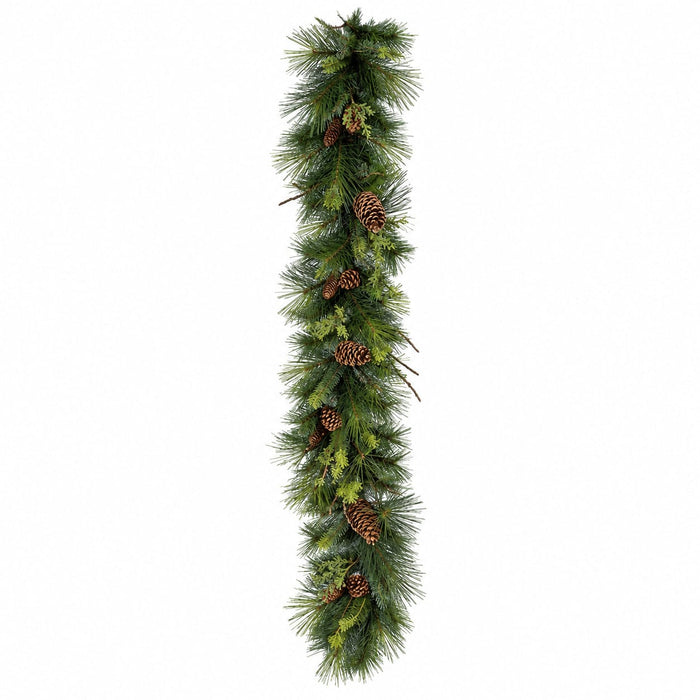 6'Lx12"W Mixed Austrian & Sugar Pine w/Juniper & Pinecone Artificial Garland -Green (Pack of 2) - C60735