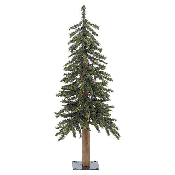 3'Hx14"W Natural Trunk Alpine Artificial Tree w/Base -Green (pack of 4) - C6230