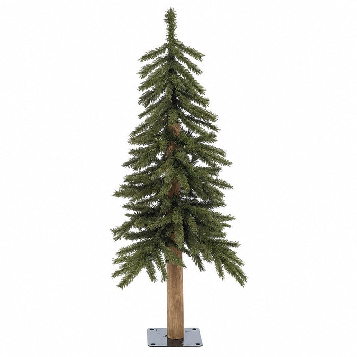 3'Hx14"W Natural Trunk Alpine Artificial Tree, Unlit -Green (Pack of 4) - C6230