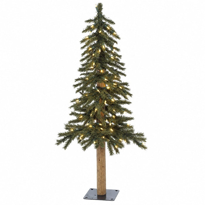 3'Hx14"W Natural Trunk Alpine Artificial Tree, Pre-Lit -Green (Pack of 4) - C6231
