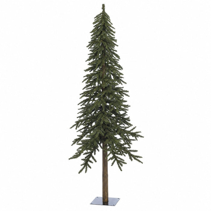 7'Hx32"W Natural Trunk Alpine Artificial Tree, Unlit -Green - C6270
