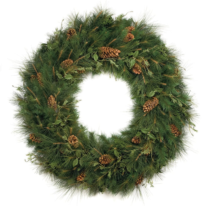 60" Artificial PE Sugar Pine, Pinecone, Berry, Juniper & Laurel Hanging Wreath -Green - C84044