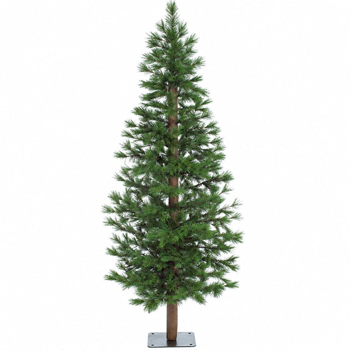7'Hx36"W Natural Trunk Bristle Pine Artificial Tree, Unlit -Green - C874