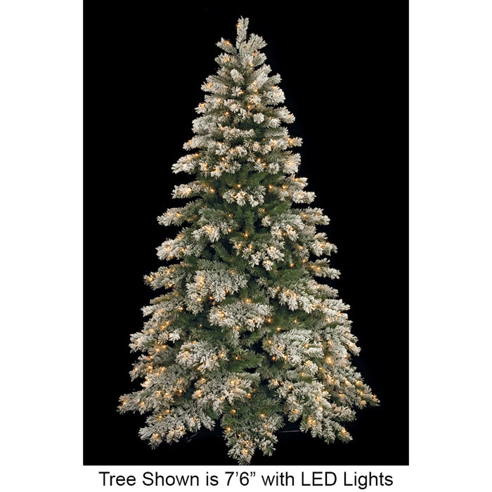 9'Hx63"W Flocked Mountain Pine LED-Lighted Artificial Christmas Tree w/Stand -Green/White - C90134