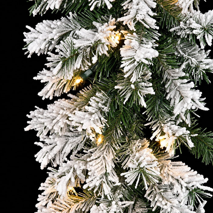 9'Lx12"W Flocked Mountain Pine Artificial Garland, LED Pre-Lit -White (Pack of 4) - C90144