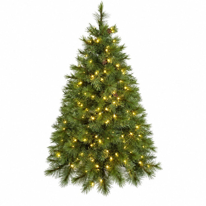 4'6"Hx36"W Arolla Pine Artificial Tree, LED Pre-Lit -Green - C91414