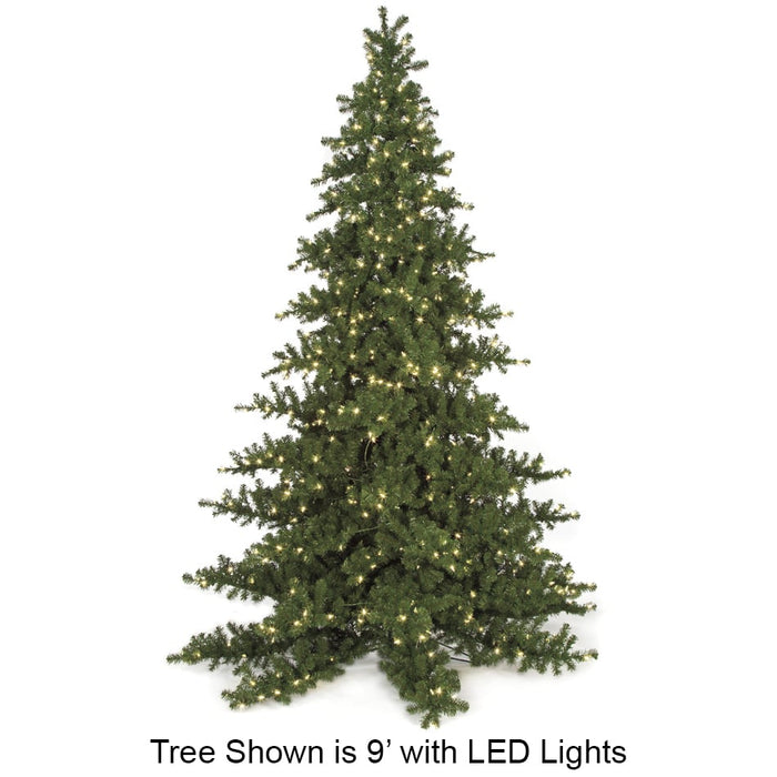 9'Hx76"W Fluff-Free Nikko Fir LED-Lighted Artificial Christmas Tree w/Stand -Green - C9754