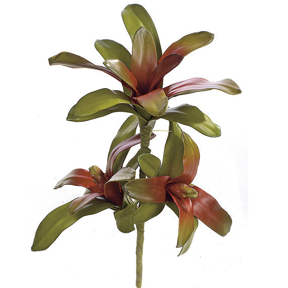 20" Artificial Real Touch Bromeliad Plant Flower Bush -Red (pack of 2) - P0480
