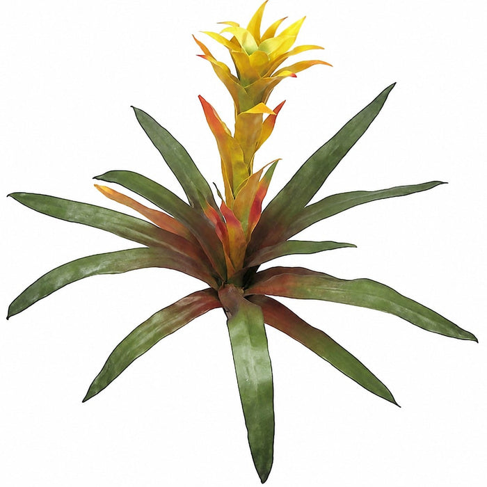 21" Soft-Touch Artificial Bromeliad Plant Flower Bush -Orange/Yellow (Pack of 6) - P0650