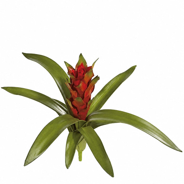 15" Soft-Touch Artificial Bromeliad Plant Flower Bush -Red (Pack of 4) - P0655