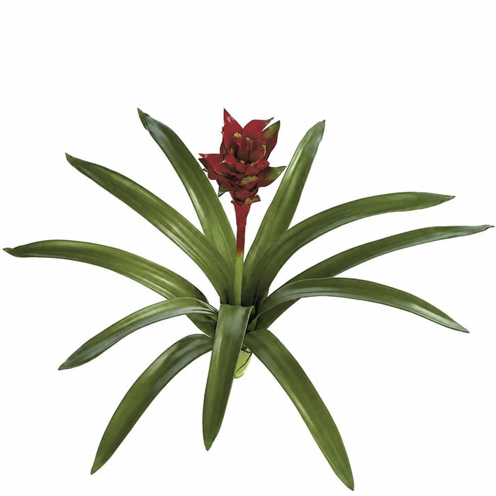 28" Soft-Touch Artificial Bromeliad Plant Flower Bush -Red (Pack of 4) - P0710