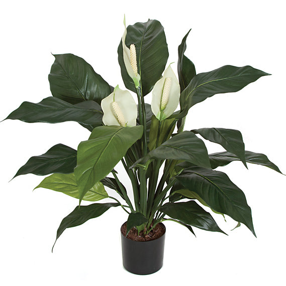 silk peace lily plant 29" Peace Lily Spathiphyllum Silk Plant w/Pot -Green/White (Pack of 2)