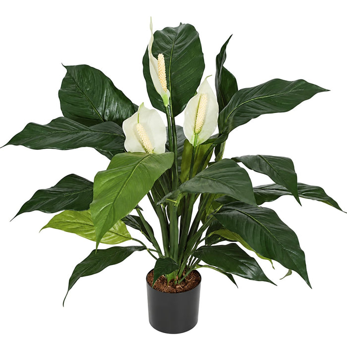 29" Flowering Peace Lily Spathiphyllum Silk Plant w/Pot -Green/White (Pack of 2) - P-111370