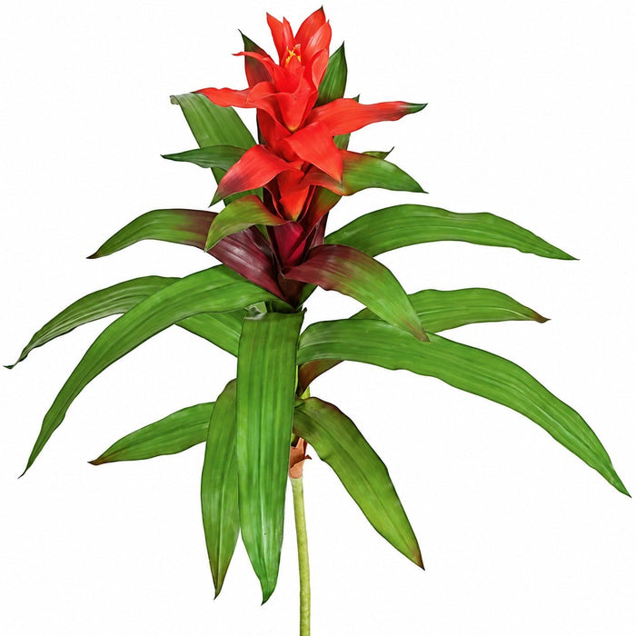 30" Artificial Bromeliad Plant Flower Bush -Orange/Red (Pack of 4) - P-115050