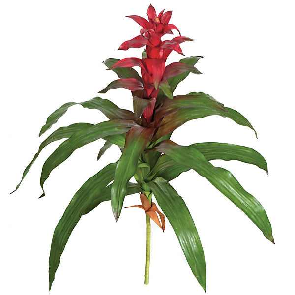 30" Artificial Bromeliad Plant Flower Bush -Red (pack of 4) - P11505-3RE