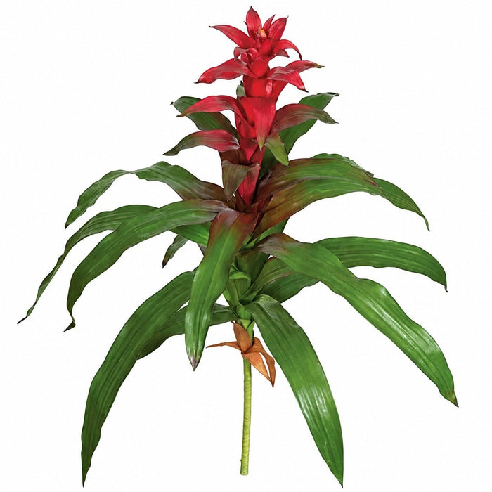 30" Artificial Bromeliad Plant Flower Bush -Red (Pack of 4) - P-115053