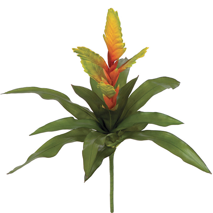 20" Artificial Bromeliad Plant Flower Bush -Orange (pack of 6) - P13101-5OR