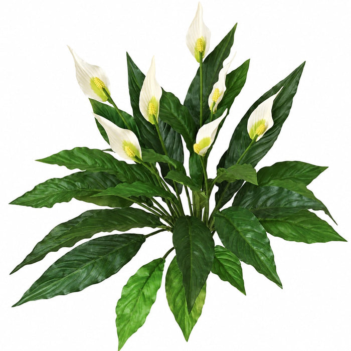 14" Soft-Touch Flowering Peace Lily Spathiphyllum Silk Plant -Green/Cream (Pack of 12) - P1460