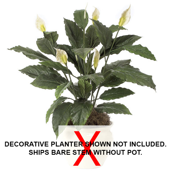 34" Soft Touch Peace Lily Spathiphyllum Silk Plant -Green/Cream (pack of 6) - P1461