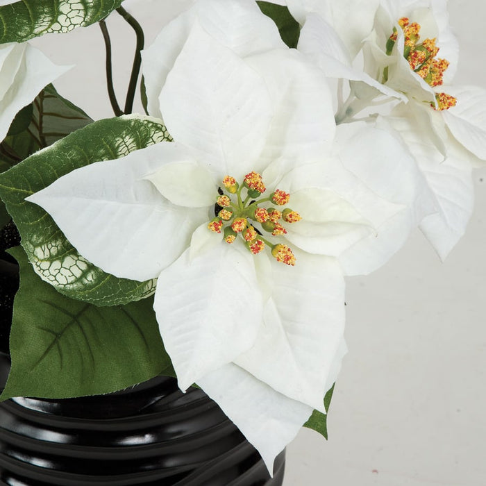 18" Velvet Poinsettia Artificial Flower Bush -White (pack of 6) - P150240