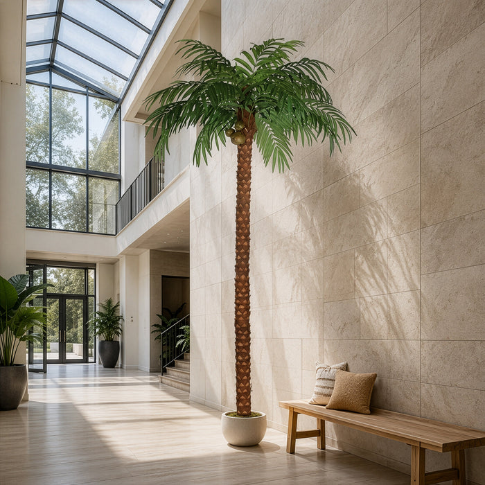 15' Coconut Silk Palm Tree w/Pot -Green - P150630