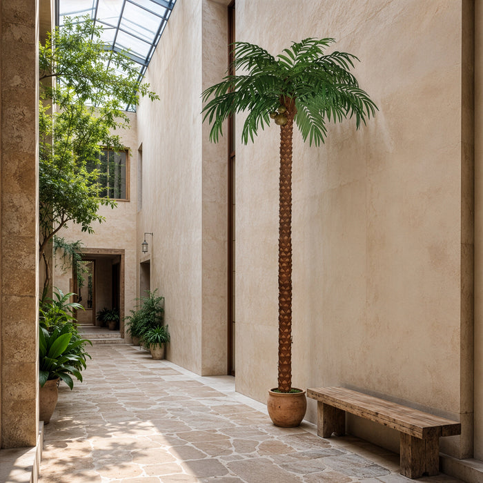 15' Coconut Silk Palm Tree w/Pot -Green - P150630