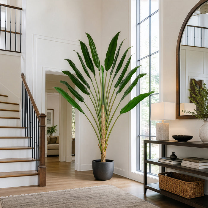 8' Traveler's Palm Silk Plant w/Pot -Green - P150650