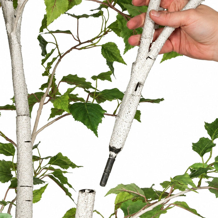 9' White Birch Silk Tree w/Pot -Green - P150740