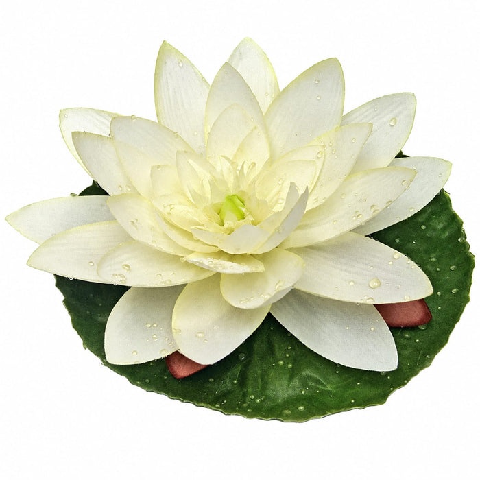 7" Silk Lotus w/Waterdrop Floating Flower -Cream/White (Pack of 12) - P-1770